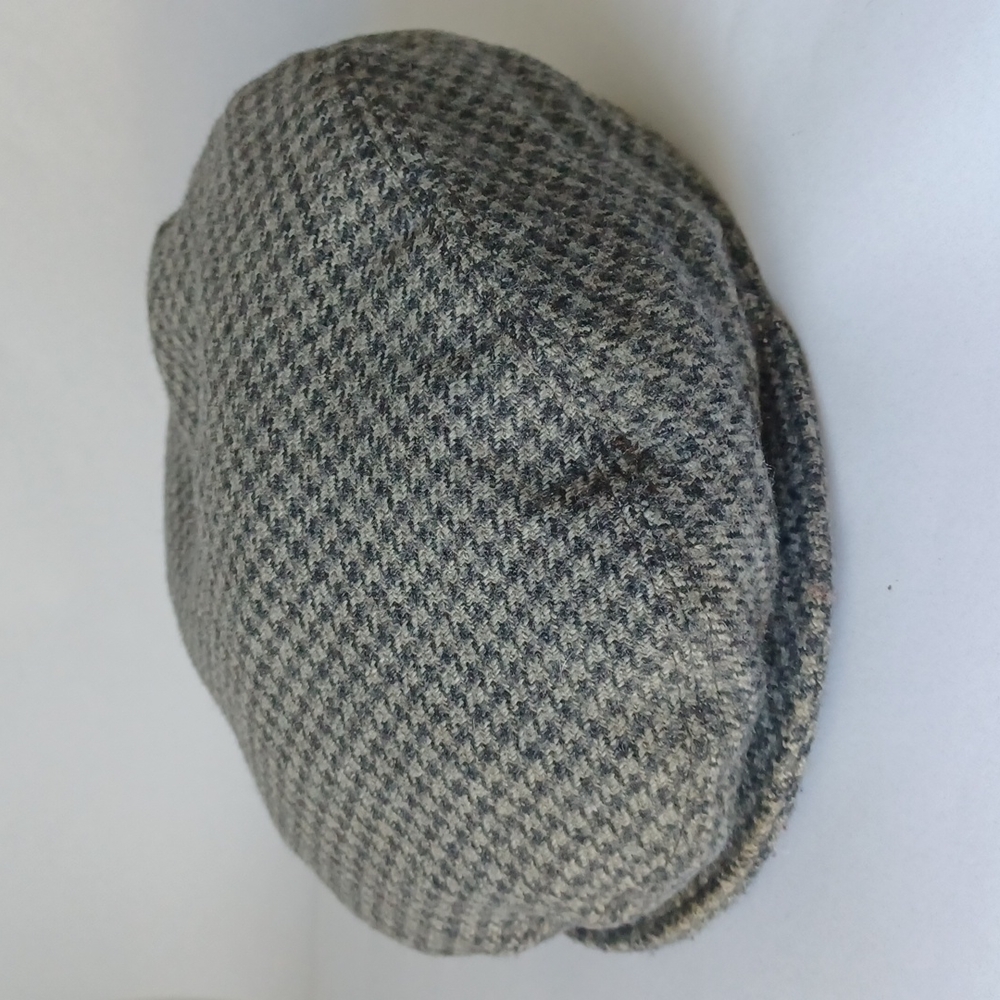 Flat Cap Wool Hat Gray Houndstooth Pattern Made B… - image 4